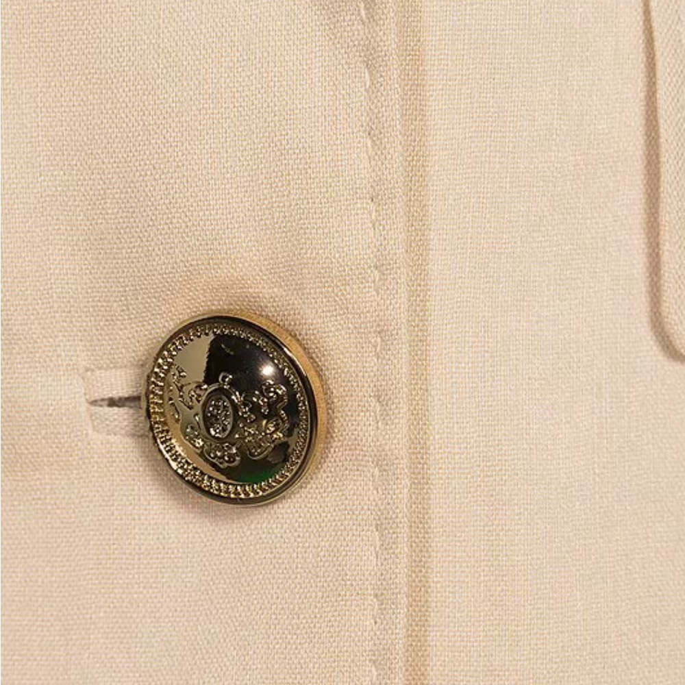 Neutral Linen blend blazer dry cleaned